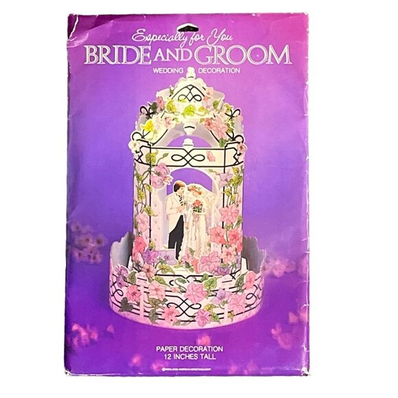 Vintage American Greeting Bride Groom Paper Wedding Decoration 12" 70s Retro - Picture 1 of 6